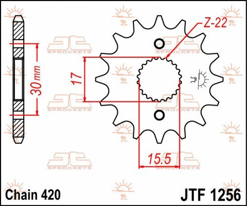 PIGNONE ACCIAIO JT Passo 420 - 15 denti HONDA CR 80 1986-2002
