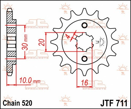 PIGNONE ACCIAIO JT Passo 520 - 13 denti CAGIVA Raptor 125 2003-2010