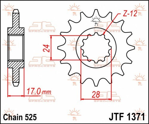 PIGNONE ACCIAIO JT Passo 525 - 15 denti - Versione Gommata HONDA CBR 600 F 1997-1998