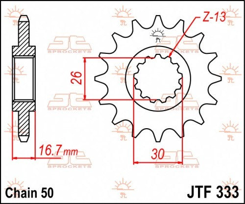 PIGNONE ACCIAIO JT Passo 530 - 16 denti - Versione Gommata HONDA CBR 1000 RR 2004-2016
