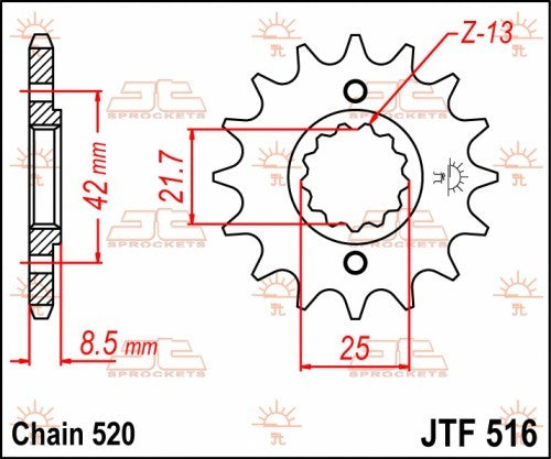 PIGNONE ACCIAIO JT Passo 520 - 14 denti KAWASAKI KLR 600 1984-1990