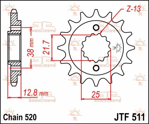 PIGNONE ACCIAIO JT Passo 520 - 14 denti KAWASAKI KLX 650 1993-1996