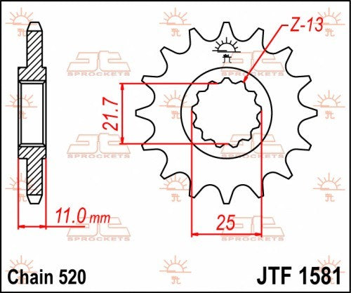 PIGNONE ACCIAIO JT Passo 520 - 16 denti YAMAHA YZF 750 1993-1997