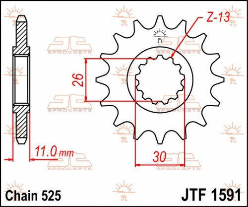 PIGNONE ACCIAIO JT Passo 525 - 16 denti - Versione Gommata YAMAHA TDM 900 2002-2013