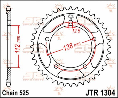 CORONA JT ACCIAIO HONDA CBR 900 RR Fireblade 1996-1999 42 denti Passo 525 - Versione ZBK: con zincatura nera