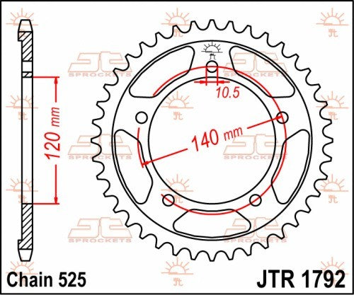 CORONA JT ACCIAIO TRIUMPH 865 Thruxton 2007-2015 42 denti Passo 525