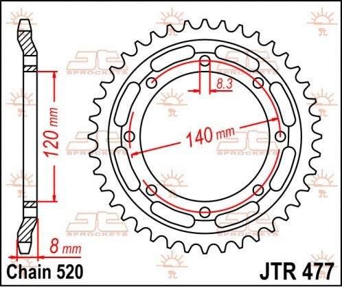 CORONA JT ACCIAIO KAWASAKI KLR 600 1984-1990 43 denti Passo 520