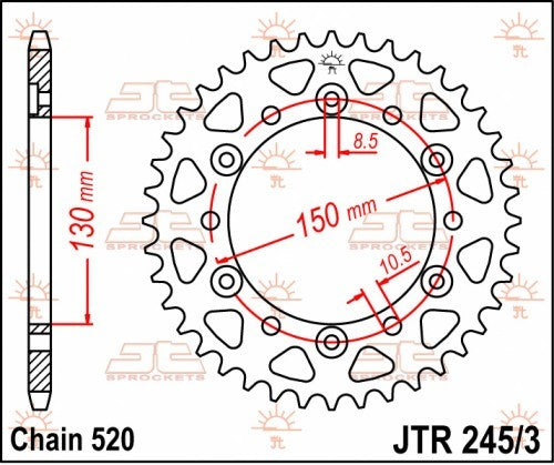 CORONA JT ACCIAIO YAMAHA YZF 600 R 1996-2003 45 denti Passo 520