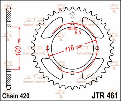 CORONA JT ACCIAIO KAWASAKI KX 85 2001-2023 51 denti Diametro 100 mm - Passo 420