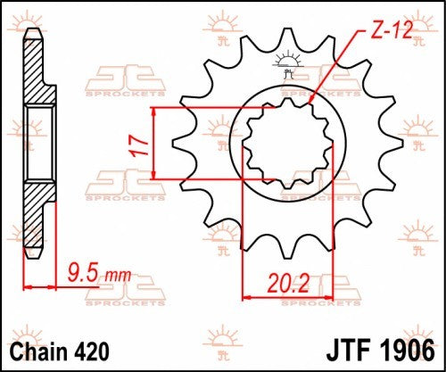 PIGNONE ACCIAIO JT Passo 420 - 14 denti GAS GAS MC 65 2021-2023