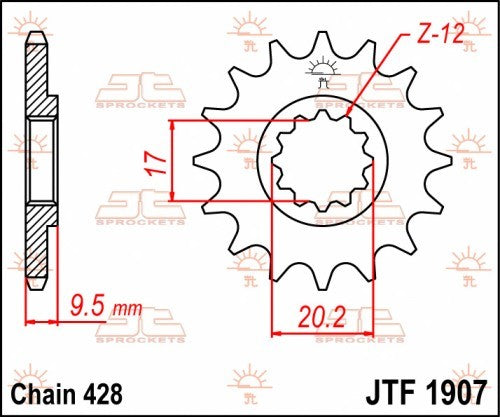 PIGNONE ACCIAIO JT Passo 428 - 14 denti GAS GAS MC 85 2021-2023