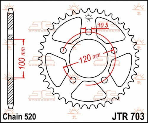 CORONA JT ACCIAIO APRILIA Pegaso 650 2005-2009 44 denti Passo 520