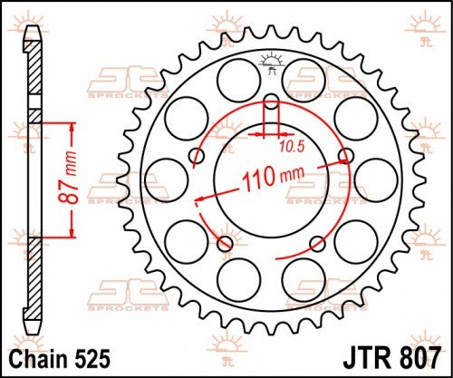 CORONA JT ACCIAIO SUZUKI GSX 650 F 2008-2016 48 denti Passo 525