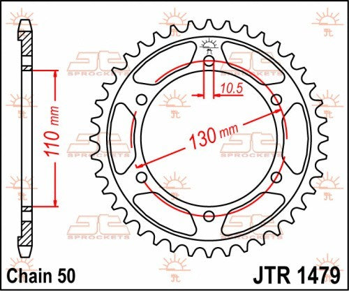 CORONA JT ACCIAIO YAMAHA YZF R1 2009-2014 47 denti Passo 530