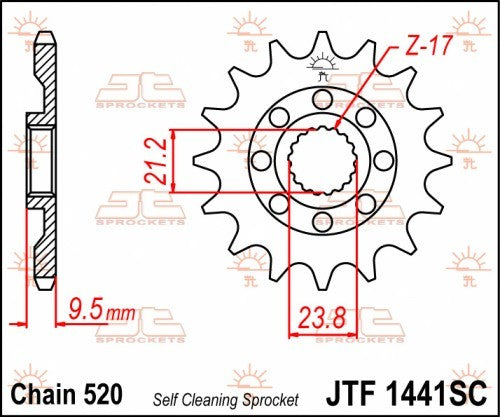 PIGNONE ACCIAIO JT Passo 520 - 14 denti SUZUKI RMZ 450 2005-2012