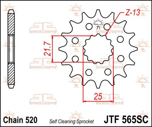 PIGNONE ACCIAIO JT Passo 520 - 13 denti YAMAHA YZ 400 F 1998-1999