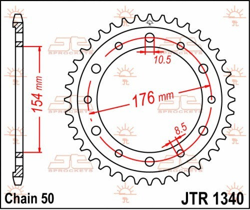 CORONA JT ACCIAIO HONDA CB 1000 2008-2016 44 denti Passo 530 - Versione ZBK: con zincatura nera