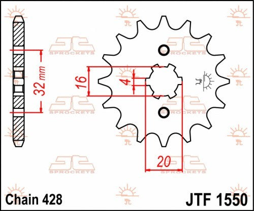 PIGNONE ACCIAIO JT Passo 428 - 14 denti BETA RR 125 4T 2011-2020