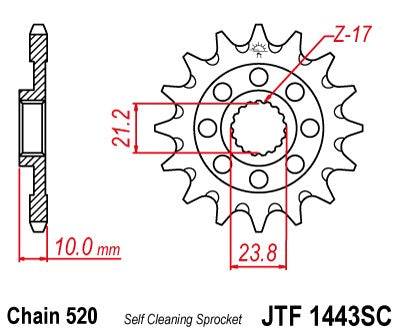 PIGNONE ACCIAIO JT Passo 520 - 13 denti SUZUKI RMZ 450 2013-2023