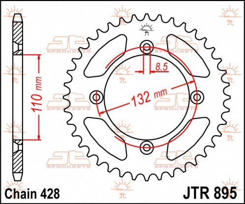 CORONA JT ACCIAIO KTM 85 SX 2004-2023 49 denti Diametro 110 mm - Passo 428 - Versione ZBK: con zincatura nera