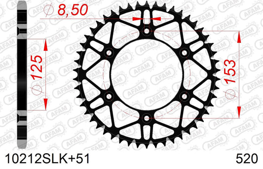 Corona in acciaio SLK AFAM HONDA CR 125 1984-2007 51 Denti