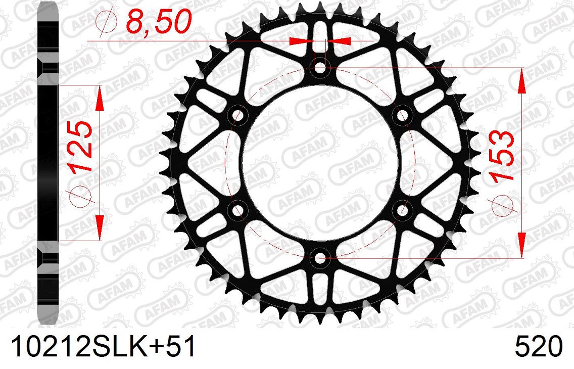 Corona in acciaio SLK AFAM HONDA XR 250 R 1996-2004 51 Denti