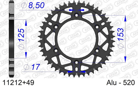 Corona in ergal autopulente AFAM HONDA XR 400 R 1996-2004 49 Denti