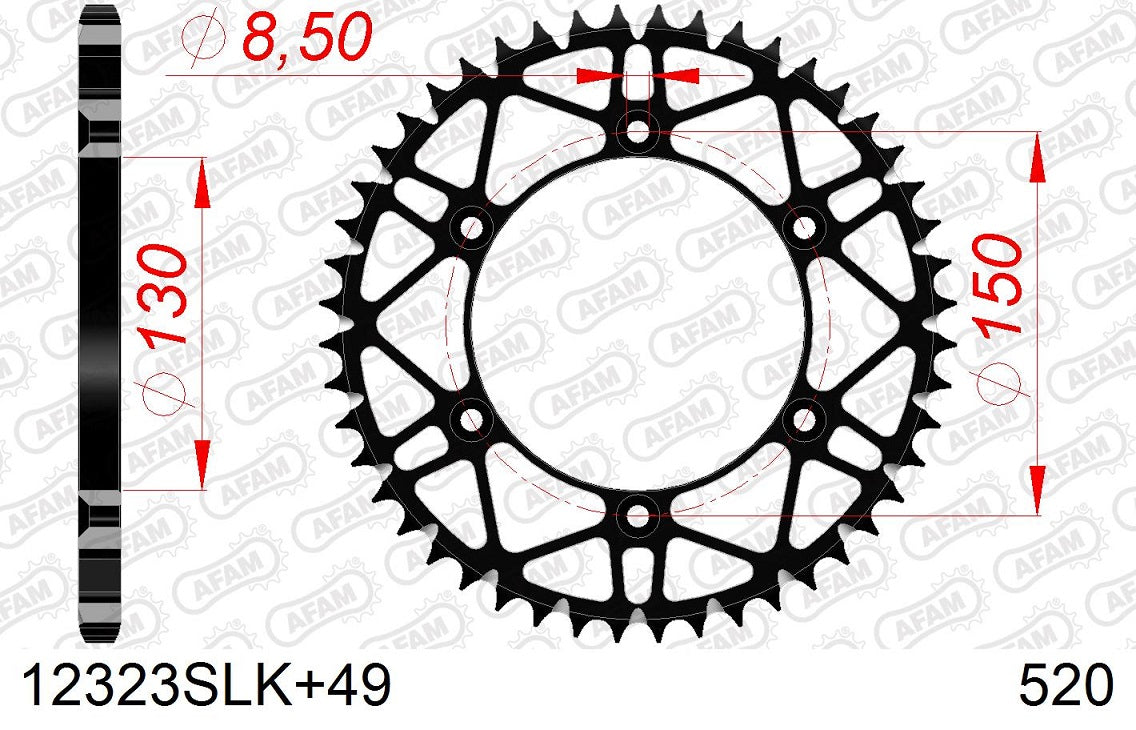 Corona in acciaio SLK AFAM YAMAHA YZ 450 F 2003-2022 49 Denti