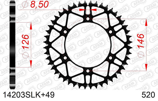Corona in acciaio SLK AFAM SUZUKI RMZ 450 2005-2023 49 Denti