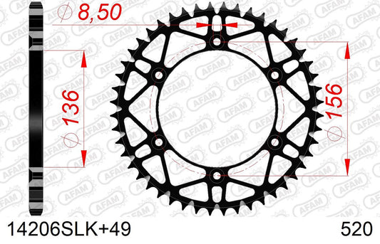 Corona in acciaio SLK AFAM GAS GAS EC 300 2003-2019 49 Denti