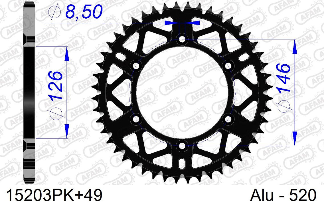 Corona in ergal autopulente AFAM SUZUKI DRZ 400 E 2000-2008 49 Denti