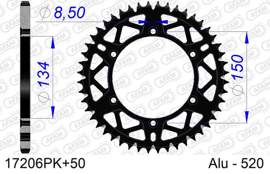 Corona in ergal autopulente AFAM SUZUKI RMZ 250 2004-2006 50 Denti