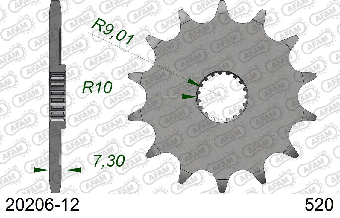 Pignone in acciaio AFAM HONDA CR 125 1987-2003 Passo 520 - 12 denti