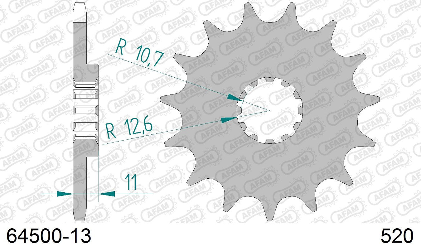 Pignone in acciaio AFAM HUSQVARNA 350 TE 1990-1995 Passo 520 - 13 denti