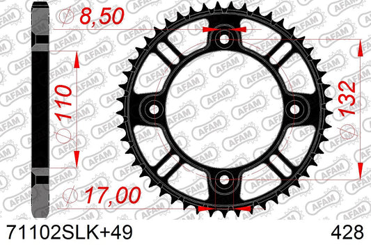 Corona in acciaio SLK AFAM KTM 85 SX 2004-2023 49 Denti