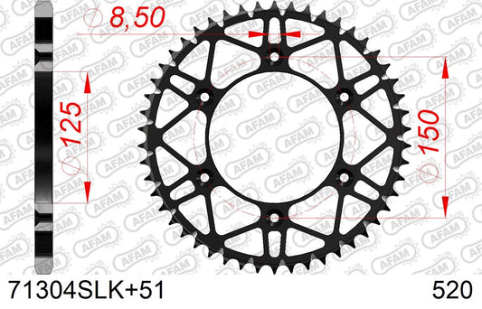 Corona in acciaio SLK AFAM KTM 300 EXC 1998-2023 51 Denti