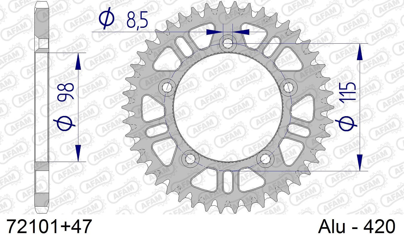 Corona in ergal autopulente AFAM GAS GAS MC 65 2021-2023 47 Denti