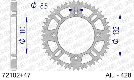 Corona in ergal autopulente AFAM GAS GAS MC 85 2021-2023 47 Denti