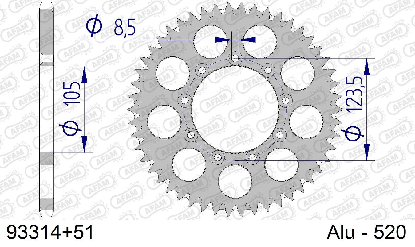 Corona in ergal autopulenti AFAM TM EN 250 FI 4T 2010-2022 51 Denti