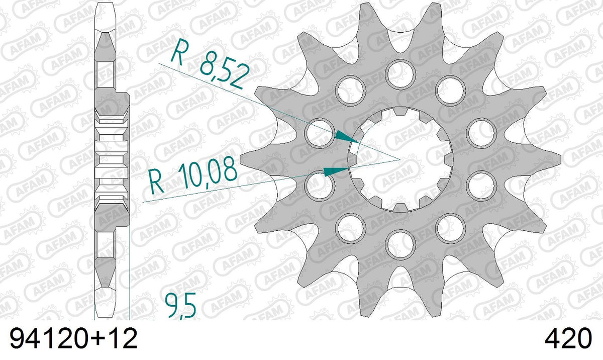 Pignone in acciaio AFAM GAS GAS MC 65 2021-2023 Passo 420 - 12 denti - Autopulente