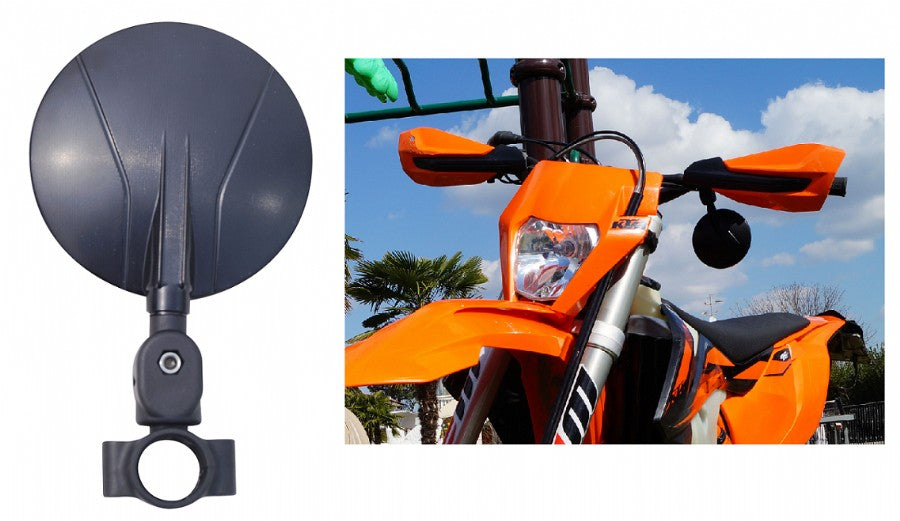 SPECCHIO RETROVISORE TONDO SNODATO E COMPATTO
