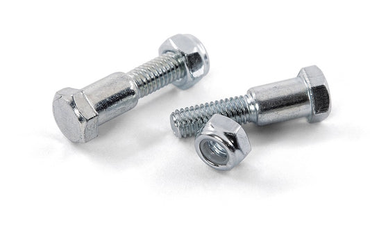 VITE SPECIALE PER LEVA FRIZIONE. A ESAGONO ESTERNO DA 10 MM CON RIBASSO A SCALINO, M6, CON DADO E RANELLA LUNGHEZZA FILETTO: 10 MM 8 MM X 11 MM